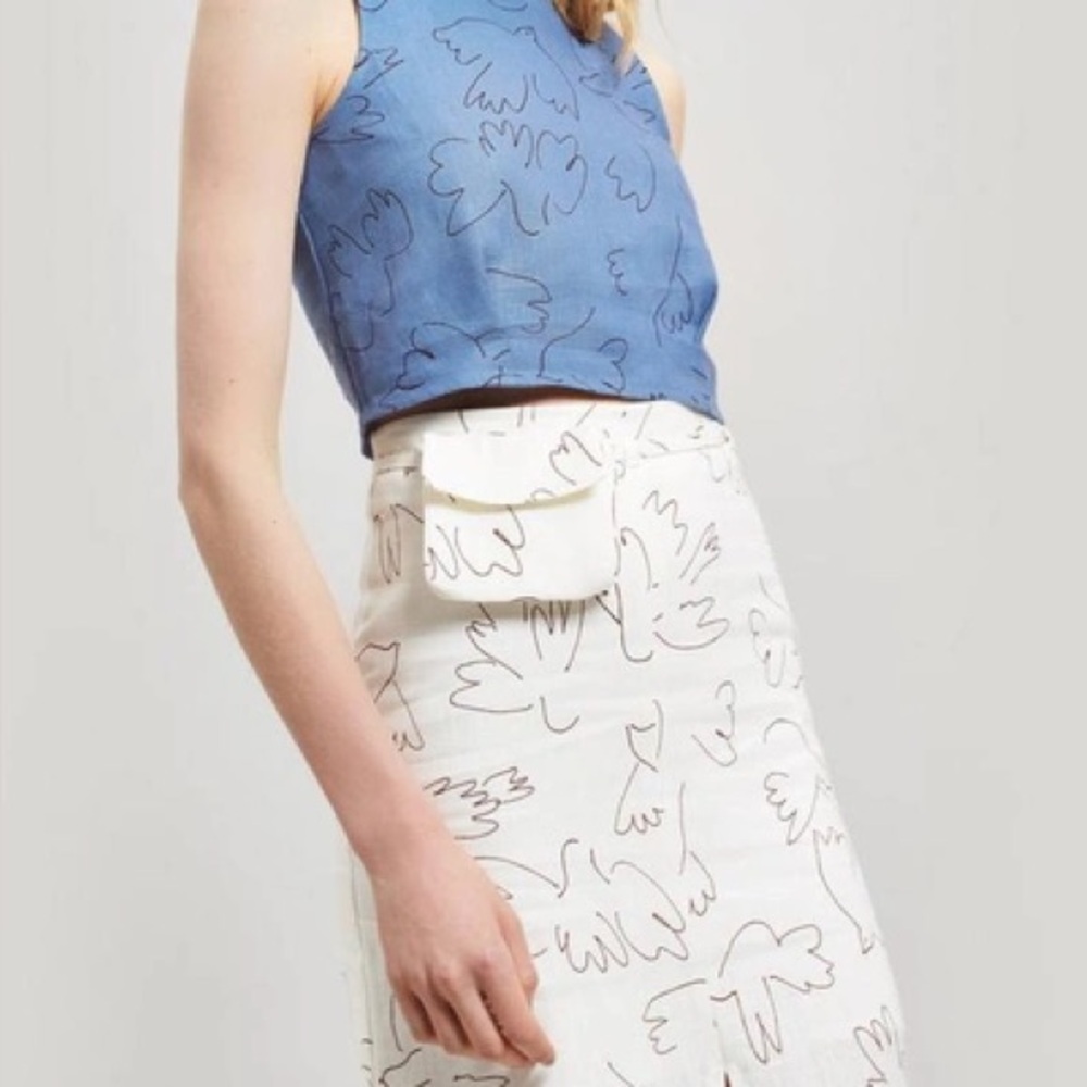 Paloma Wool Linen Skirt with Dove Silhouette Print